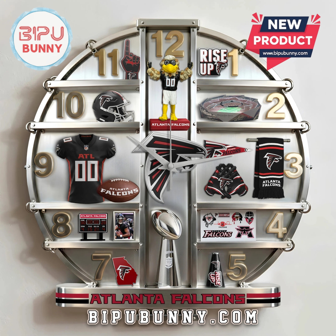 Atlanta Falcons 3D Visual Effect Home Decor Acrylic Wall Clock Atlanta Falcons 3D Visual Effect Home Decor Acrylic Wall Clock