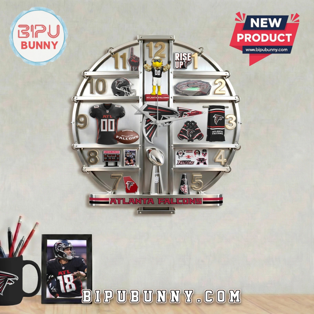 Atlanta Falcons 3D Visual Effect Home Decor Acrylic Wall Clock Atlanta Falcons 3D Visual Effect Home Decor Acrylic Wall Clock
