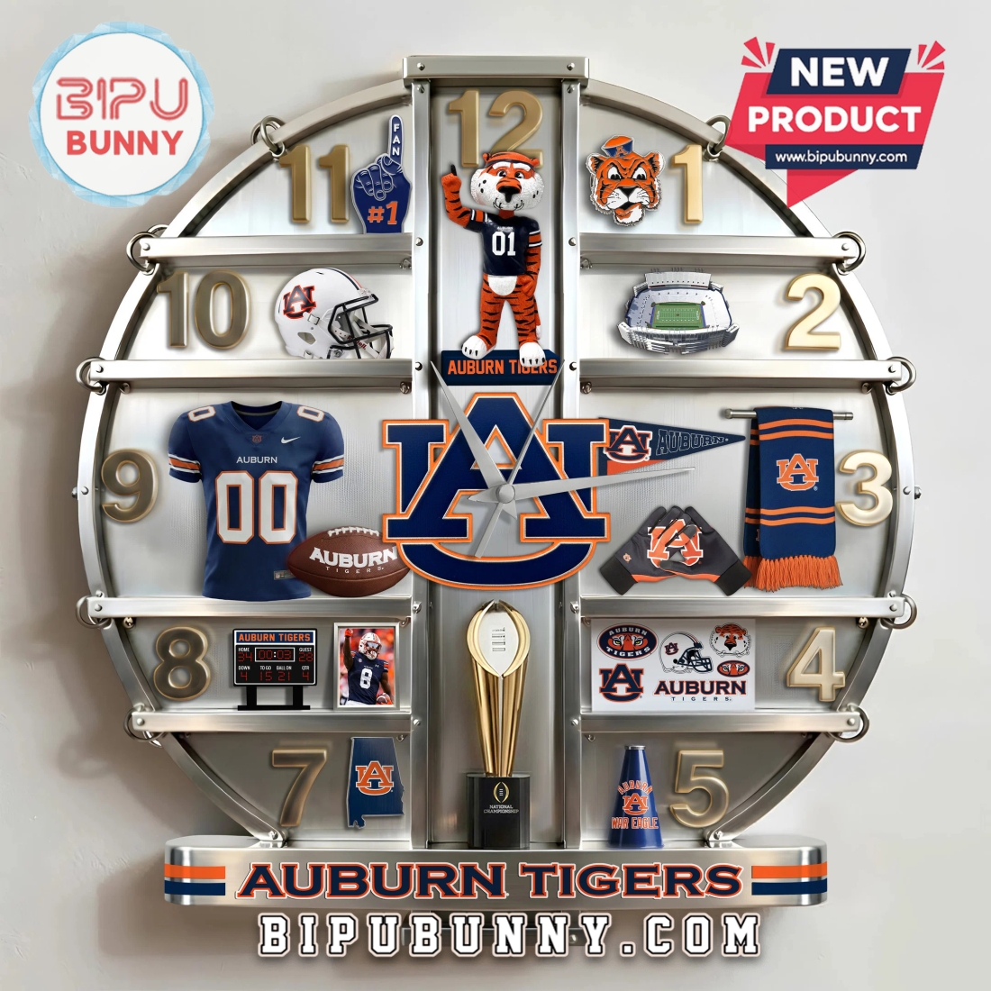 Auburn Tigers 3D Visual Effect Decorative Wall Clock Auburn Tigers 3D Visual Effect Decorative Wall Clock