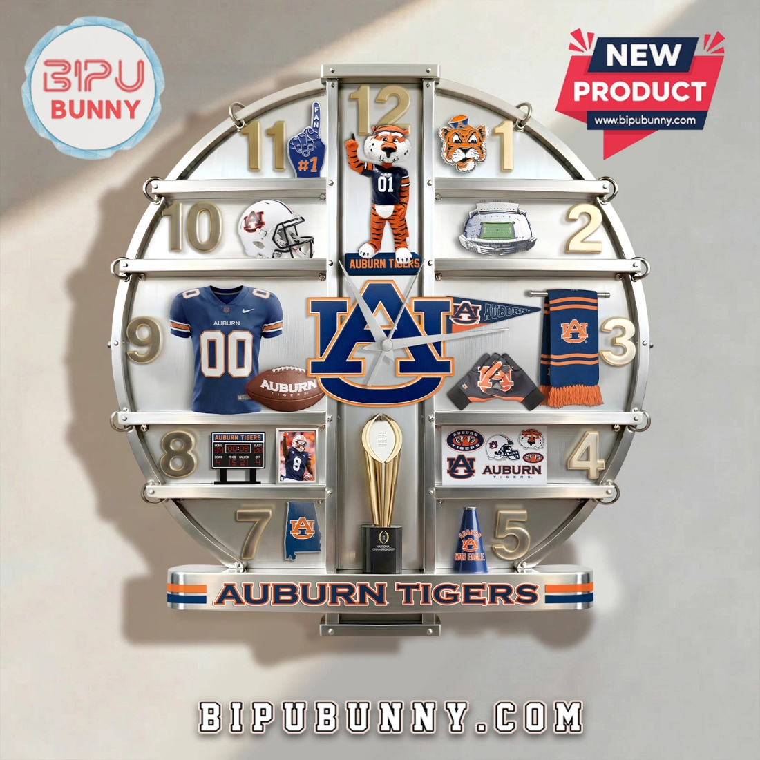 Auburn Tigers 3D Visual Effect Decorative Wall Clock Auburn Tigers 3D Visual Effect Decorative Wall Clock