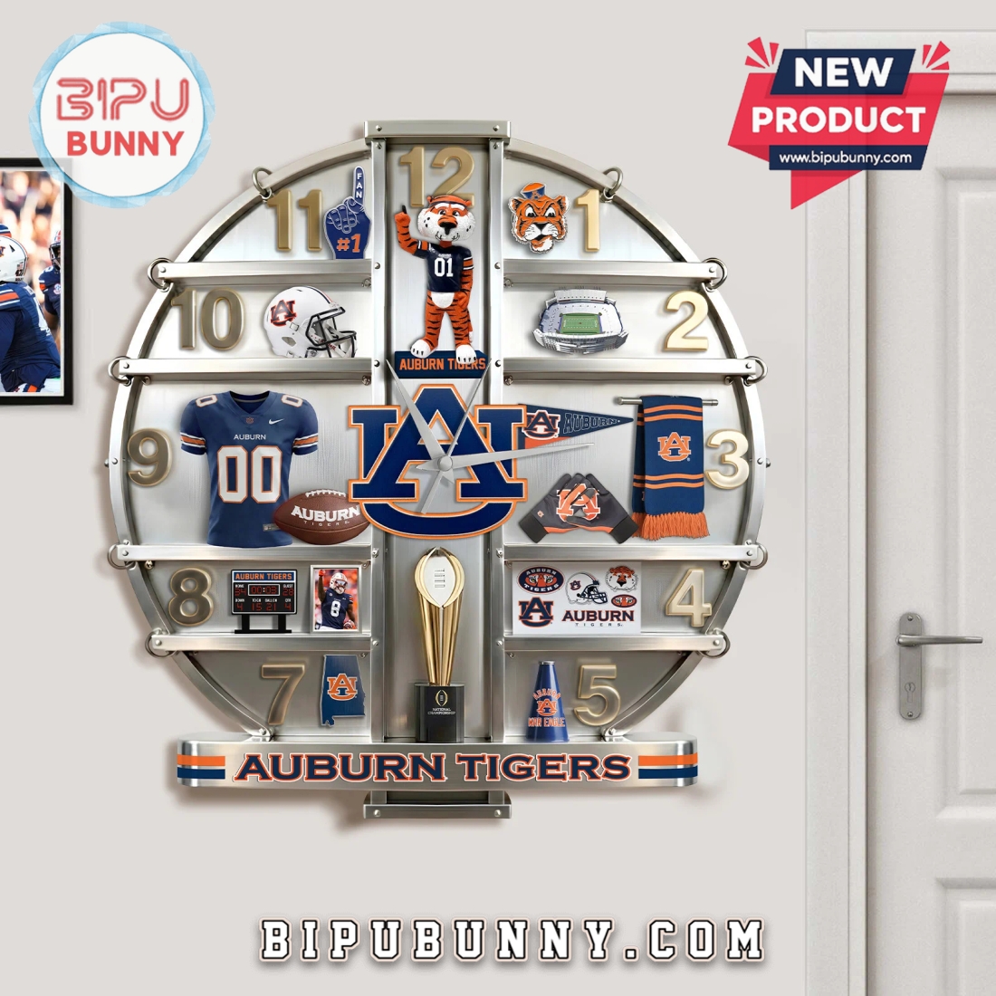 Auburn Tigers 3D Visual Effect Decorative Wall Clock Auburn Tigers 3D Visual Effect Decorative Wall Clock