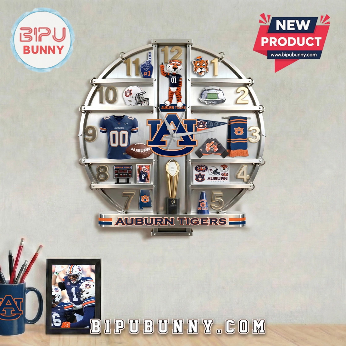 Auburn Tigers 3D Visual Effect Decorative Wall Clock Auburn Tigers 3D Visual Effect Decorative Wall Clock