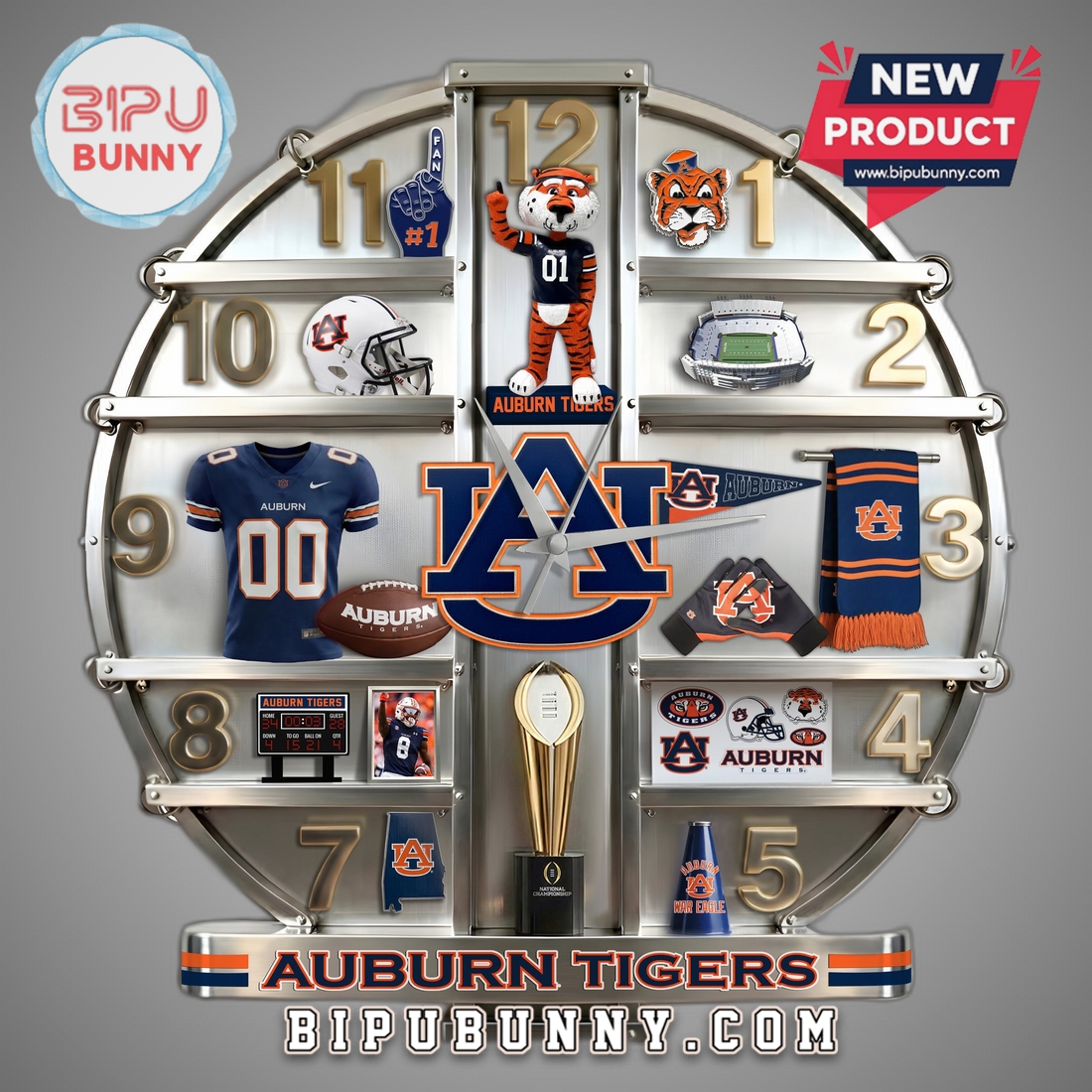 Auburn Tigers 3D Visual Effect Decorative Wall Clock Auburn Tigers 3D Visual Effect Decorative Wall Clock