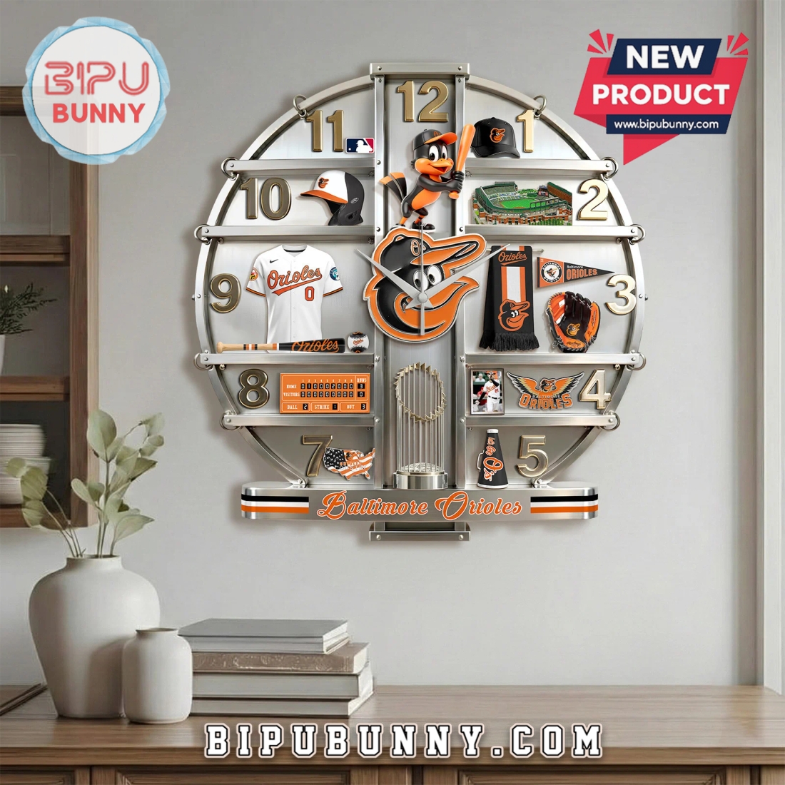 Baltimore Orioles 3D Visual Effect Home Decorative Wall Clock Baltimore Orioles 3D Visual Effect Home Decorative Wall Clock