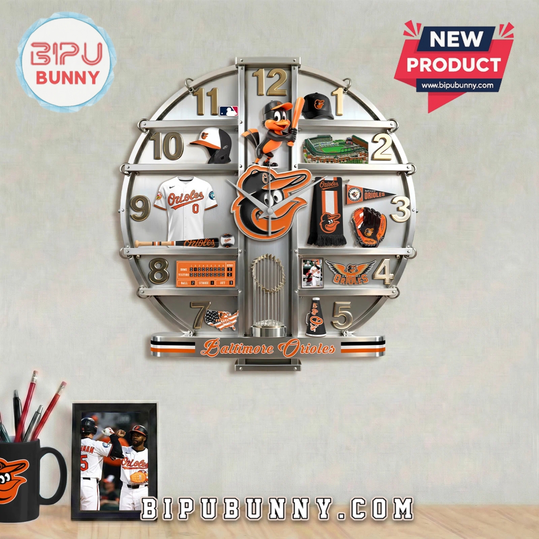 Baltimore Orioles 3D Visual Effect Home Decorative Wall Clock Baltimore Orioles 3D Visual Effect Home Decorative Wall Clock