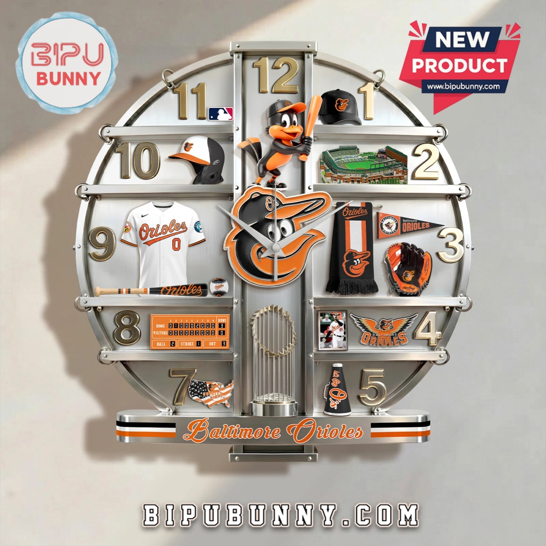 Baltimore Orioles 3D Visual Effect Home Decorative Wall Clock Baltimore Orioles 3D Visual Effect Home Decorative Wall Clock