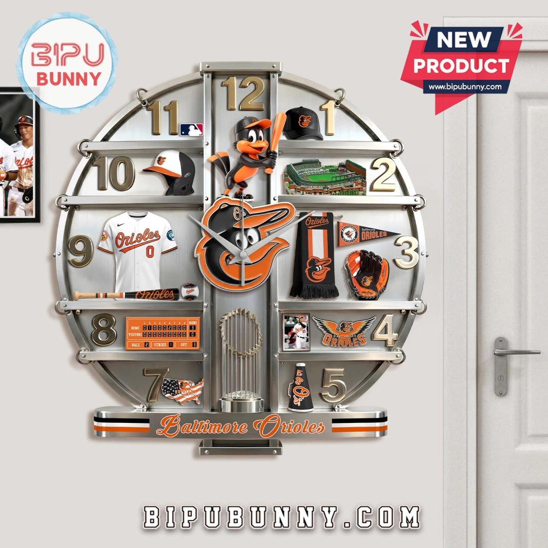 Baltimore Orioles 3D Visual Effect Home Decorative Wall Clock Baltimore Orioles 3D Visual Effect Home Decorative Wall Clock