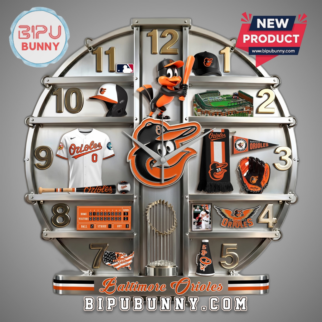Baltimore Orioles 3D Visual Effect Home Decorative Wall Clock Baltimore Orioles 3D Visual Effect Home Decorative Wall Clock