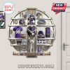 Baltimore Ravens themed wall clock with team merchandise displayed around the clock face.!