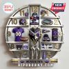 Baltimore Ravens themed wall clock featuring team memorabilia as hour markers!