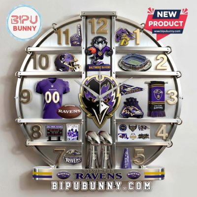 Baltimore Ravens 3D Visual Effect Team Logo Wall Clock