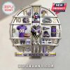 Baltimore Ravens themed wall clock with team memorabilia arranged around the clock face!