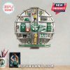 Silver Boston Celtics wall clock with team-themed decor on each hour marker.!