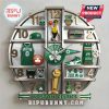 Boston Celtics themed clock featuring iconic imagery of the team. A true fan must-have!