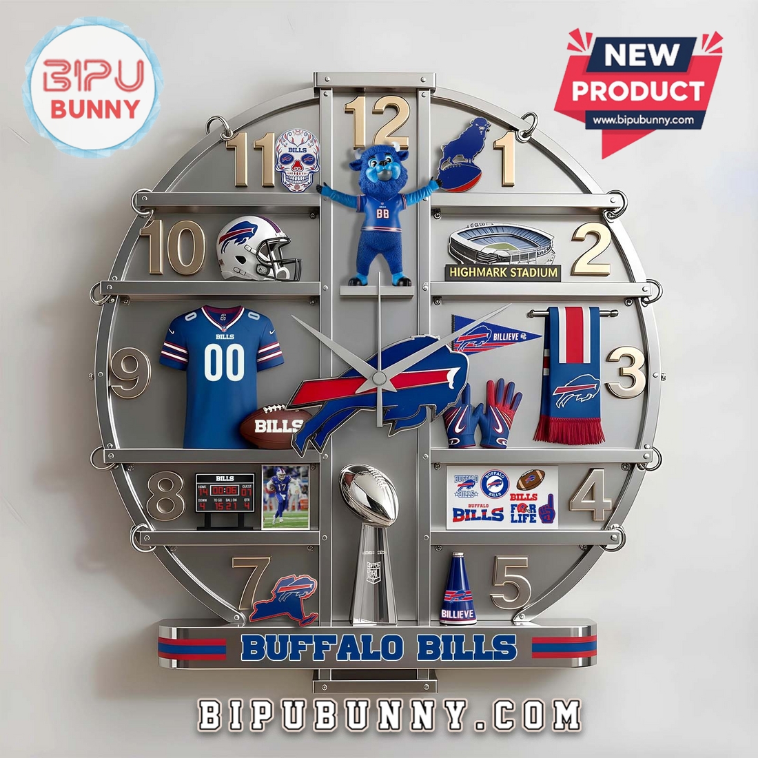 Buffalo Bills 3D Visual Effect Decorative Wall Clock Buffalo Bills 3D Visual Effect Decorative Wall Clock