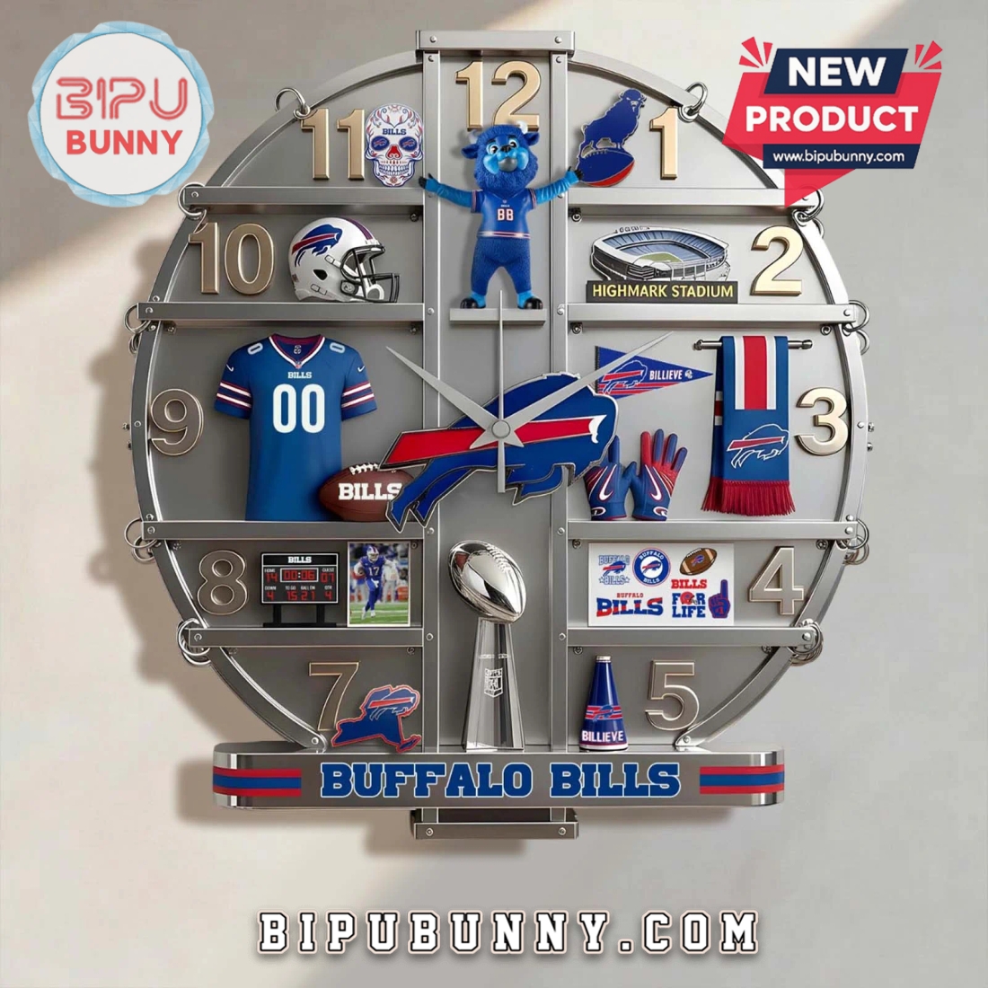 Buffalo Bills 3D Visual Effect Decorative Wall Clock Buffalo Bills 3D Visual Effect Decorative Wall Clock