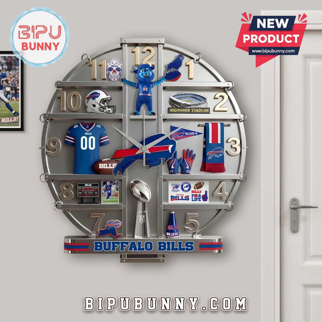 Buffalo Bills 3D Visual Effect Decorative Wall Clock Buffalo Bills 3D Visual Effect Decorative Wall Clock