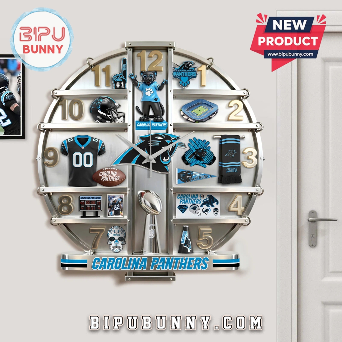 Carolina Panthers 3D Visual Effect Home Decor Wall Clock Carolina Panthers 3D Visual Effect Home Decor Wall Clock