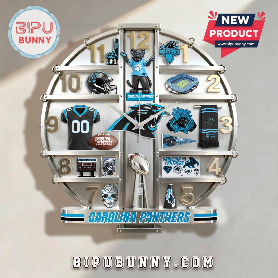 Carolina Panthers 3D Visual Effect Home Decor Wall Clock Carolina Panthers 3D Visual Effect Home Decor Wall Clock