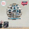 Carolina Panthers themed wall clock with team logos, helmet, uniform, and stadium imagery for each hour.!