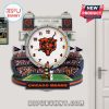 Chicago Bears stadium wall clock features Soldier Field, team mascot, and a prominent team logo clock face.!
