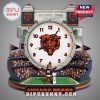 Chicago Bears stadium-themed wall clock featuring the team logo and Soldier Field backdrop.!