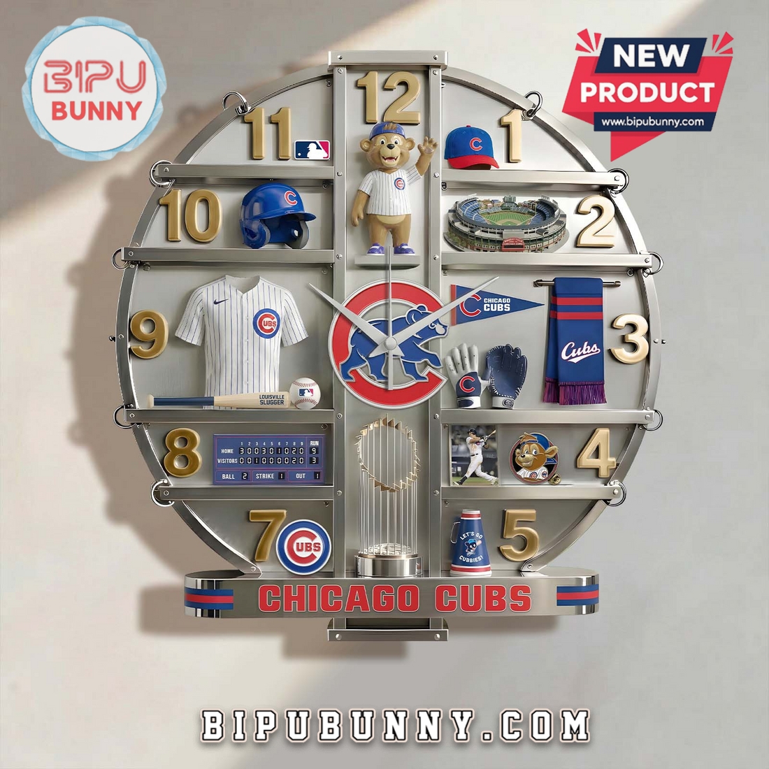 Chicago Cubs 3D Effect Decorative Wall Clock Chicago Cubs 3D Effect Decorative Wall Clock