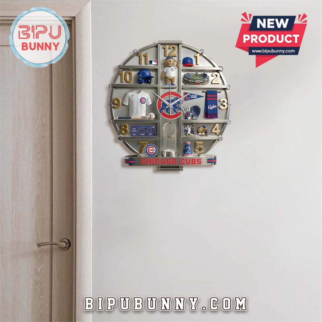 Chicago Cubs 3D Effect Decorative Wall Clock Chicago Cubs 3D Effect Decorative Wall Clock