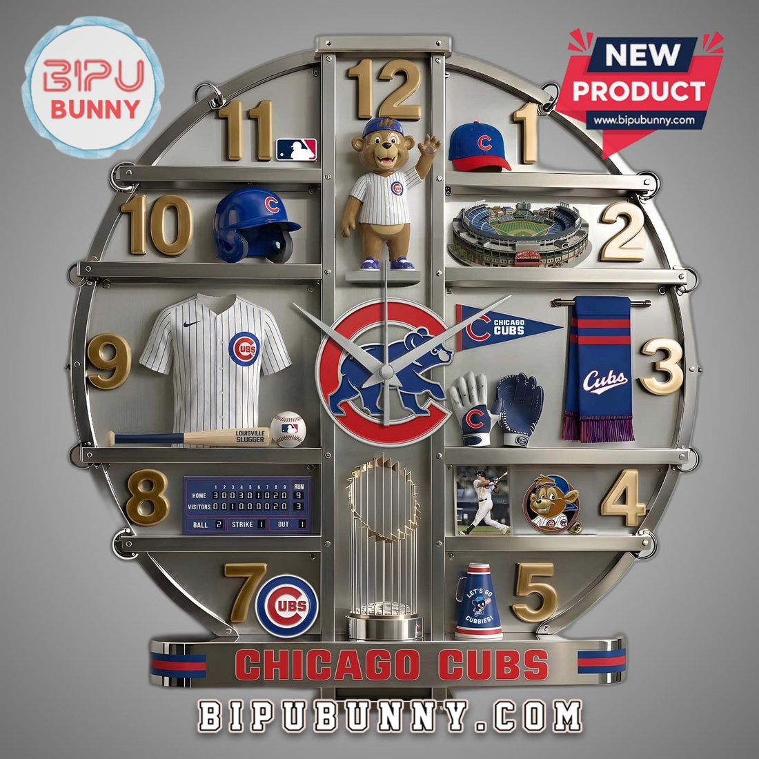Chicago Cubs 3D Effect Decorative Wall Clock Chicago Cubs 3D Effect Decorative Wall Clock
