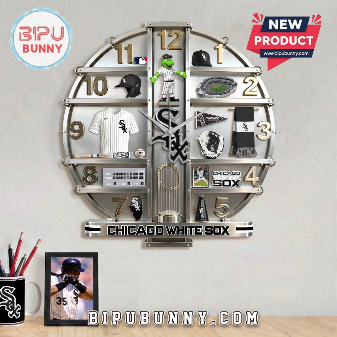 Chicago White Sox 3D Visual Effect Home Decor Wall Clock Chicago White Sox 3D Visual Effect Home Decor Wall Clock