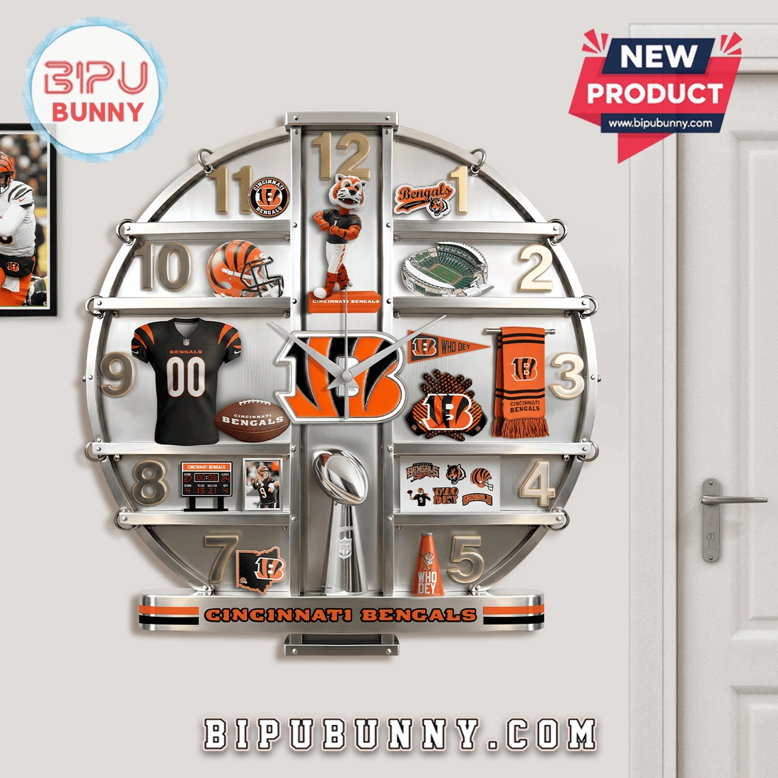 Cincinnati Bengals 3D Visual Effect Decorative Wall Clock Cincinnati Bengals 3D Visual Effect Decorative Wall Clock