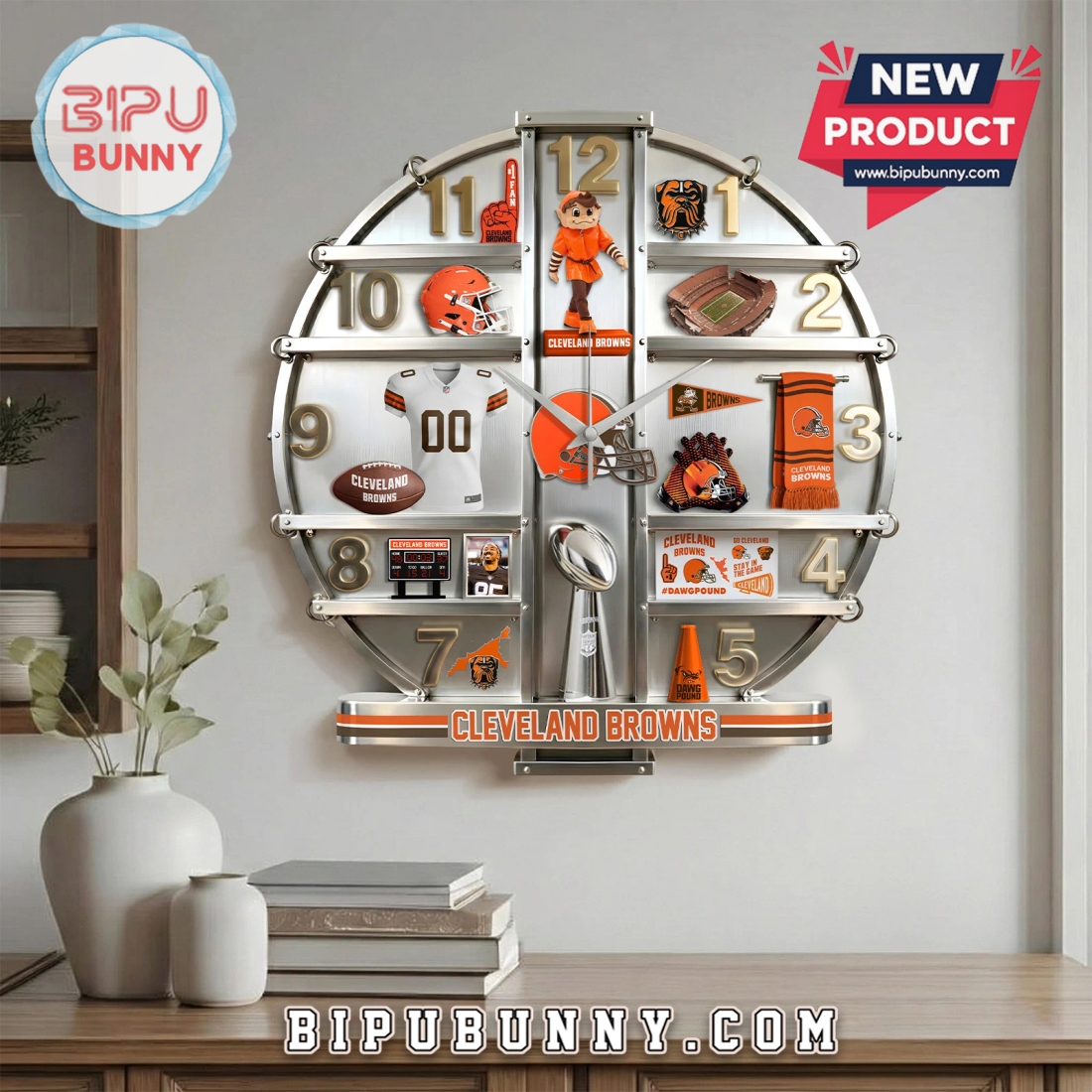 Cleveland Browns 3D Visual Effect Decorative Wall Clock Cleveland Browns 3D Visual Effect Decorative Wall Clock