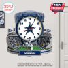 Dallas Cowboys stadium design novelty wall clock, featuring a blue star logo and cartoon player.!