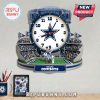 Dallas Cowboys stadium clock featuring Rowdy mascot, fans, flags, and AT&T Stadium backdrop.!
