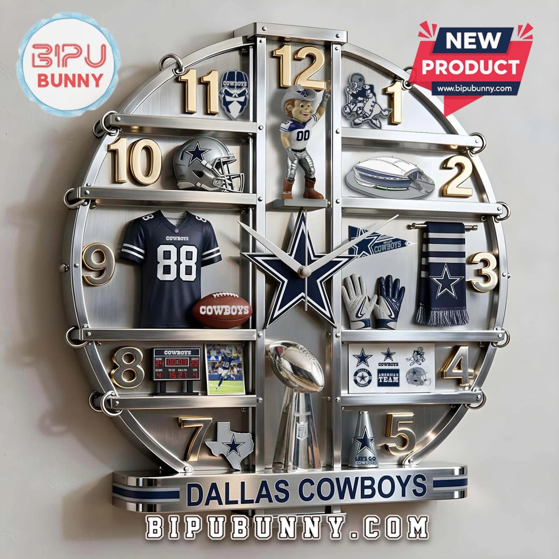 Dallas Cowboys 3D Visual Effect Home Decorative Wall Clock Dallas Cowboys 3D Visual Effect Home Decorative Wall Clock