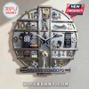 A silver wall clock decorated with Dallas Cowboys football memorabilia.!