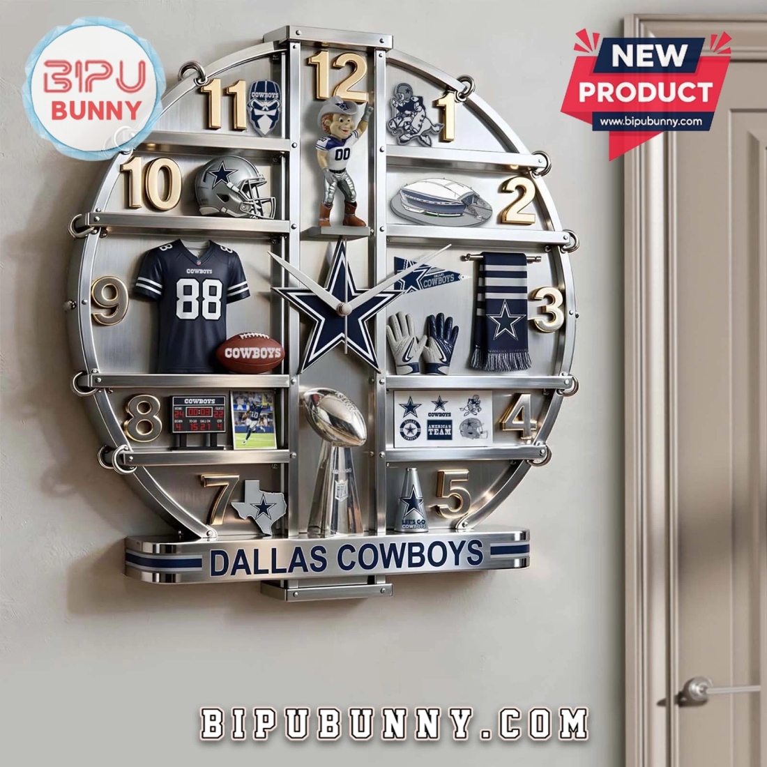 Dallas Cowboys 3D Visual Effect Home Decorative Wall Clock Dallas Cowboys 3D Visual Effect Home Decorative Wall Clock