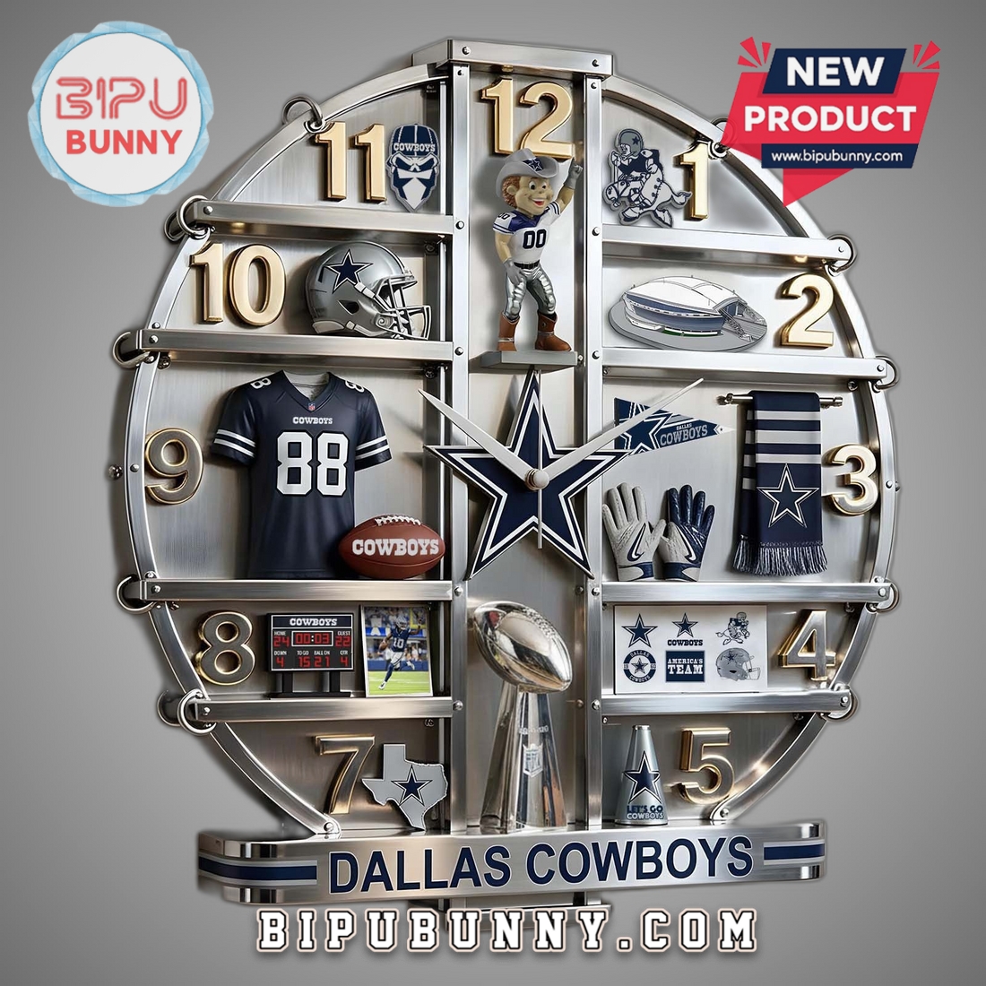 Dallas Cowboys 3D Visual Effect Home Decorative Wall Clock Dallas Cowboys 3D Visual Effect Home Decorative Wall Clock