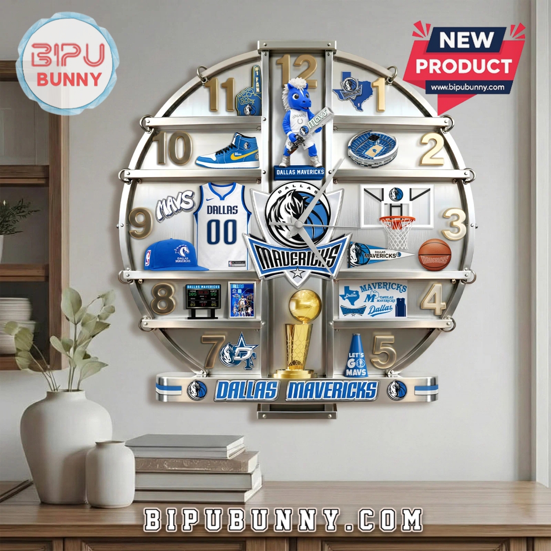 Dallas Mavericks 3D Effect Sports Fan Wall Decor Clock Dallas Mavericks 3D Effect Sports Fan Wall Decor Clock