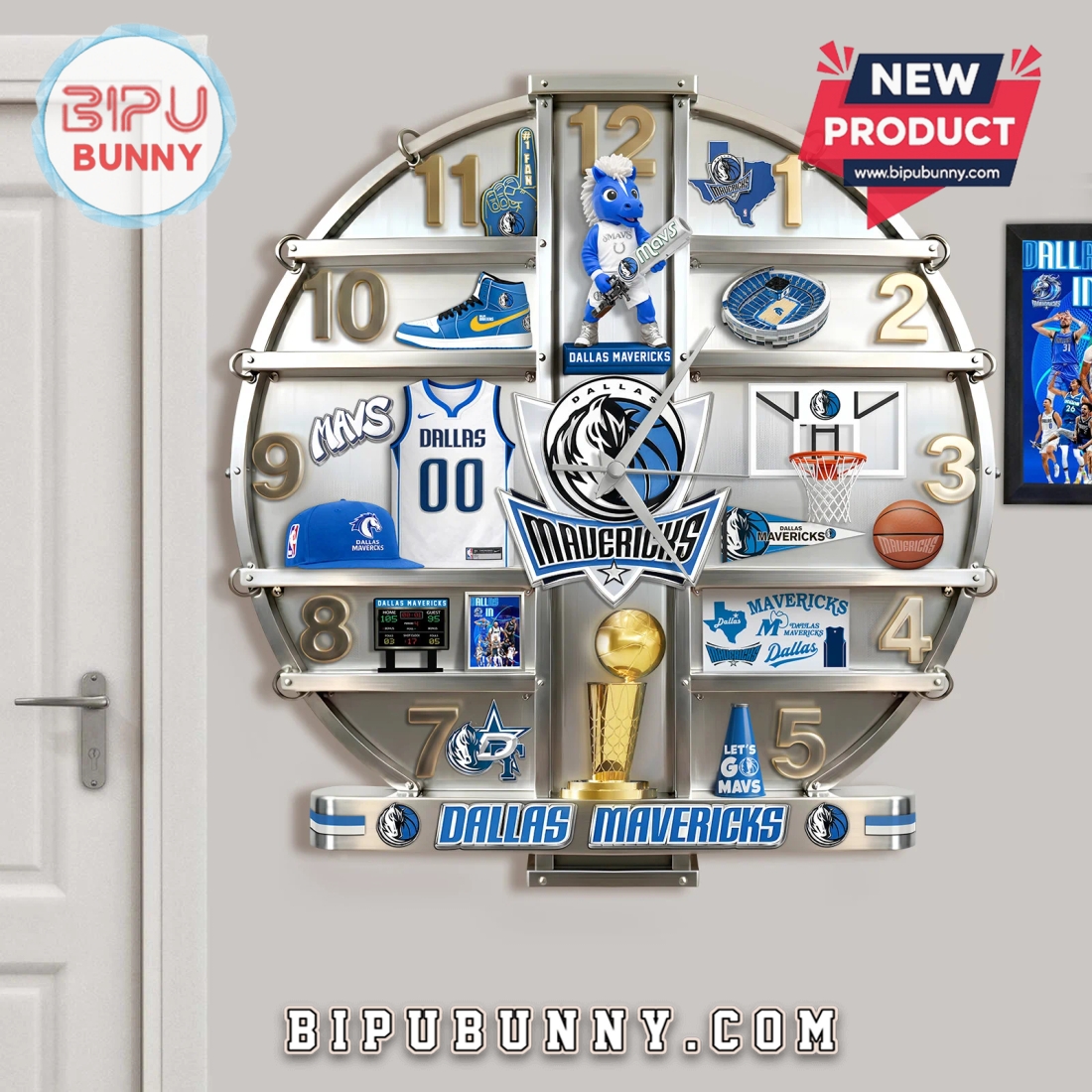 Dallas Mavericks 3D Effect Sports Fan Wall Decor Clock Dallas Mavericks 3D Effect Sports Fan Wall Decor Clock