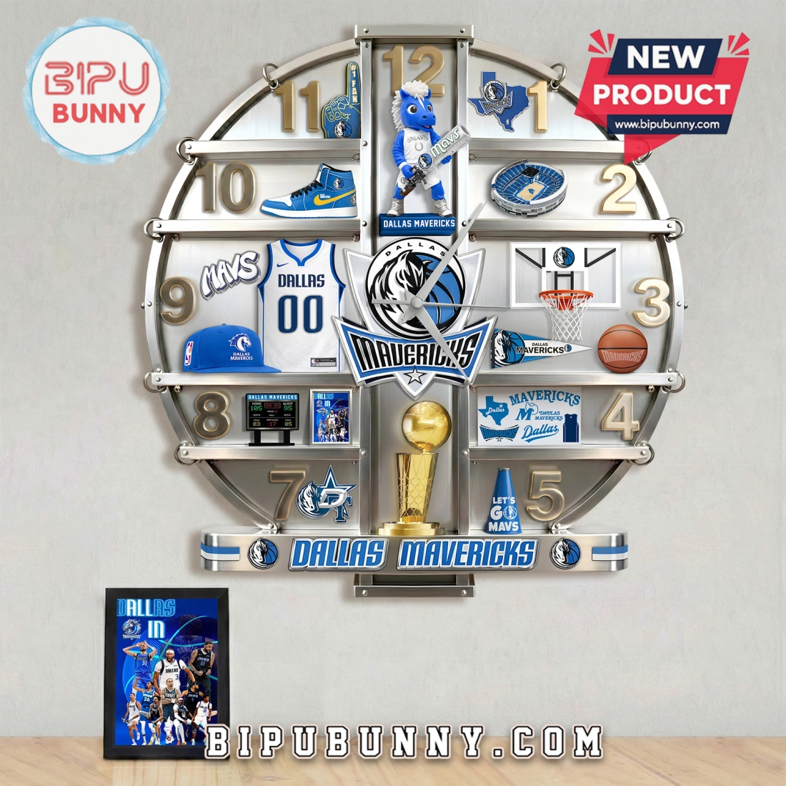 Dallas Mavericks 3D Effect Sports Fan Wall Decor Clock Dallas Mavericks 3D Effect Sports Fan Wall Decor Clock
