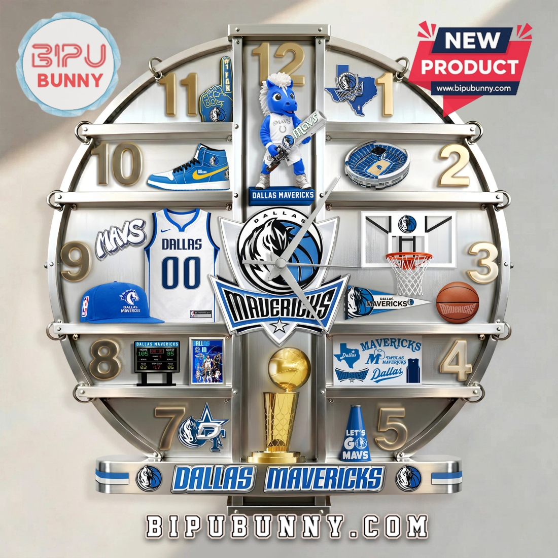 Dallas Mavericks 3D Effect Sports Fan Wall Decor Clock Dallas Mavericks 3D Effect Sports Fan Wall Decor Clock