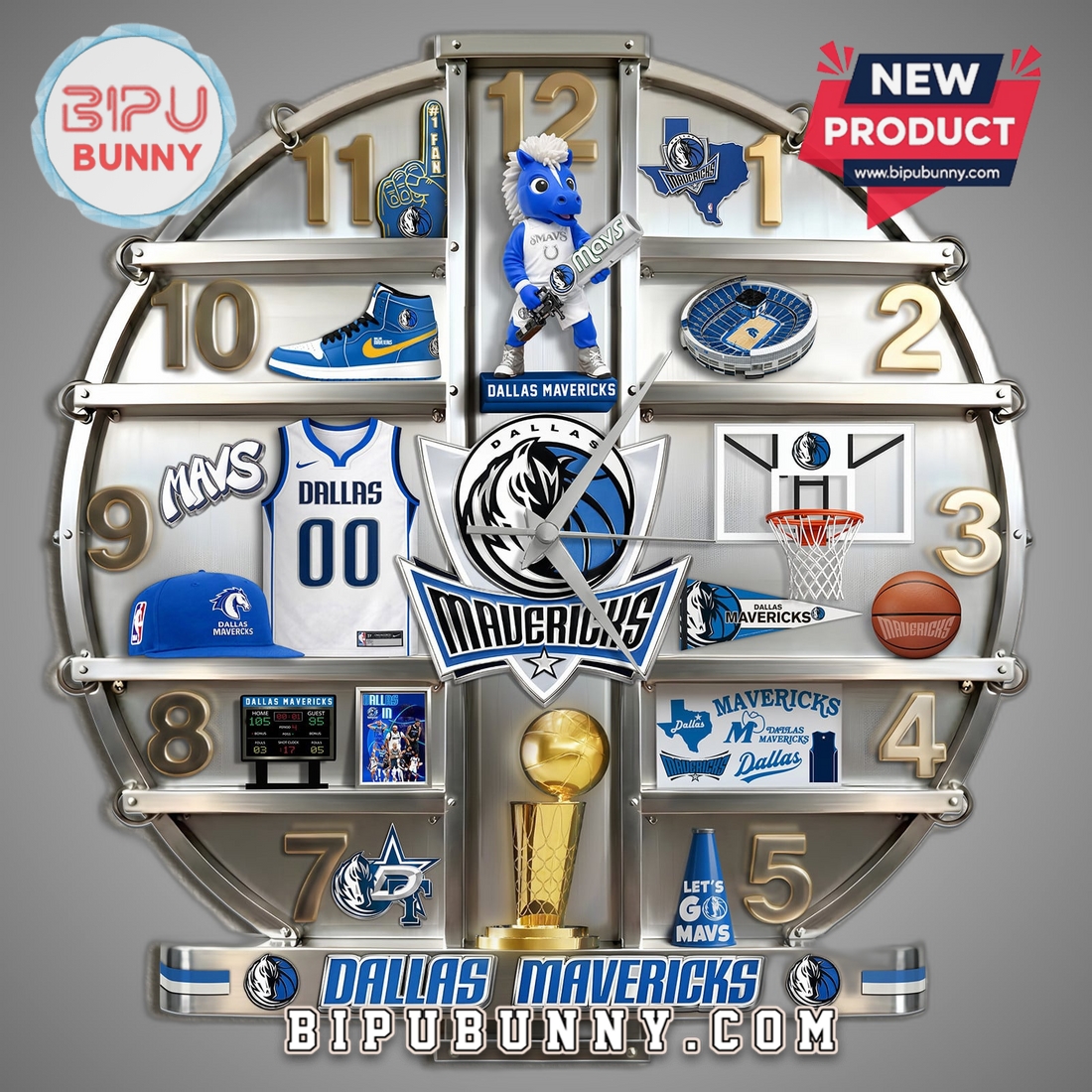 Dallas Mavericks 3D Effect Sports Fan Wall Decor Clock Dallas Mavericks 3D Effect Sports Fan Wall Decor Clock