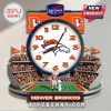 Denver Broncos stadium wall clock featuring the team logo and mascot.!