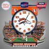 Denver Broncos stadium clock featuring the Broncos logo and mascot.!
