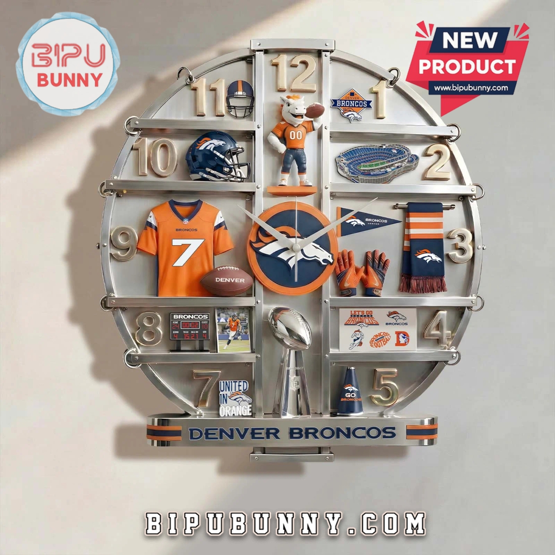 Denver Broncos 3D Visual Effect Home Decorative Wall Clock Denver Broncos 3D Visual Effect Home Decorative Wall Clock
