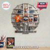 Denver Broncos themed wall clock featuring team memorabilia arranged around numbered sections.!