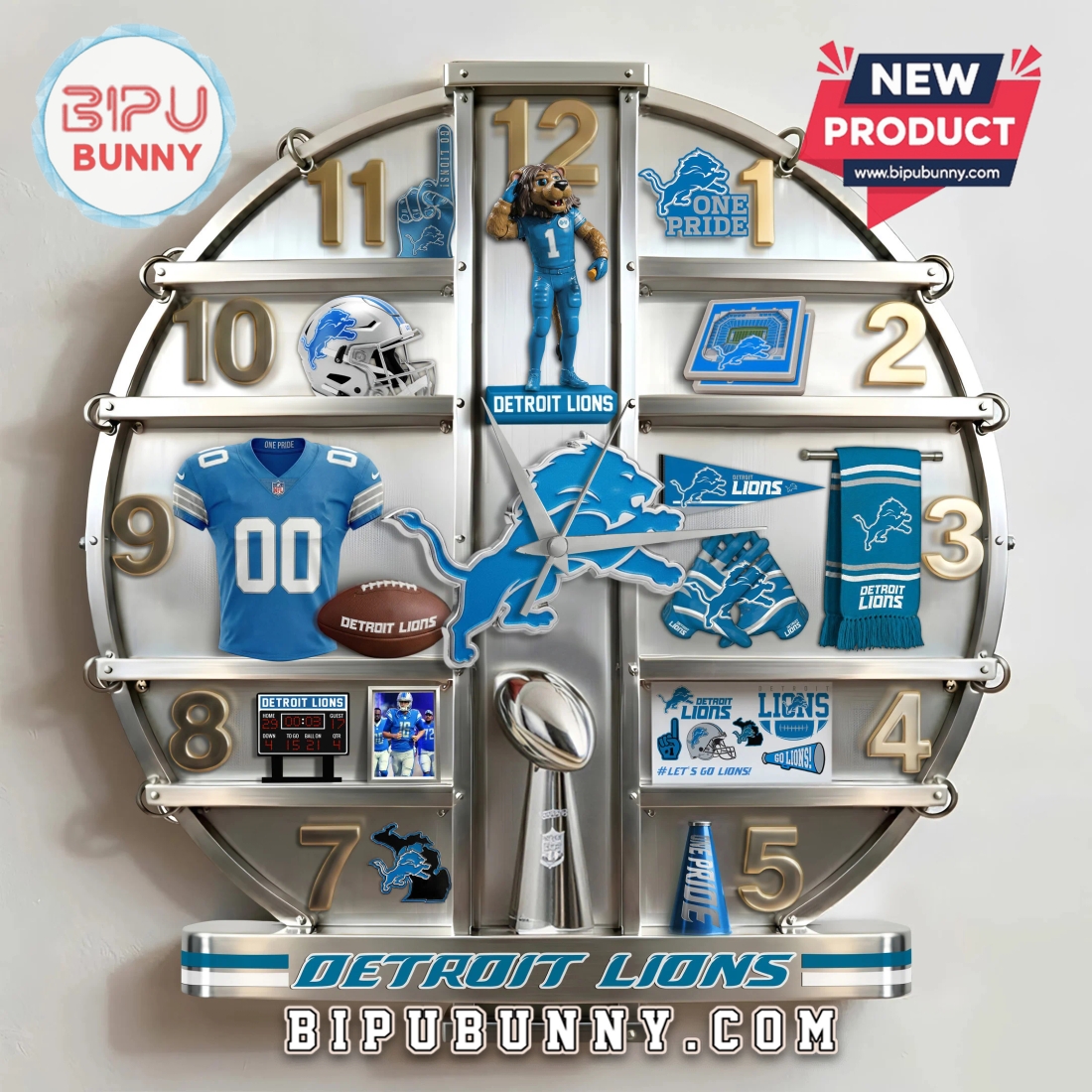 Detroit Lions 3D Visual Effect Decorative Wall Clock Detroit Lions 3D Visual Effect Decorative Wall Clock