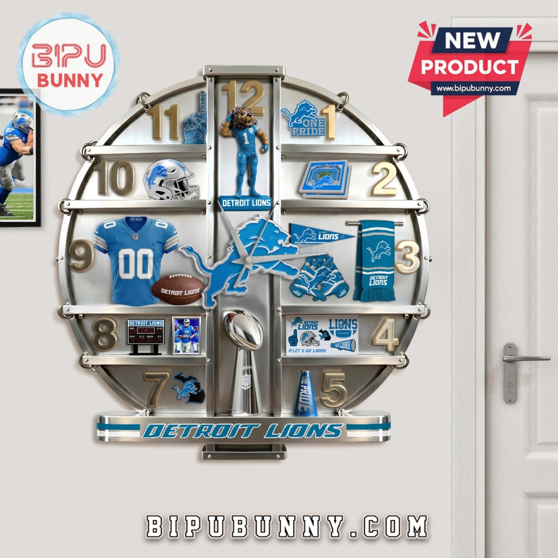 Detroit Lions 3D Visual Effect Decorative Wall Clock Detroit Lions 3D Visual Effect Decorative Wall Clock