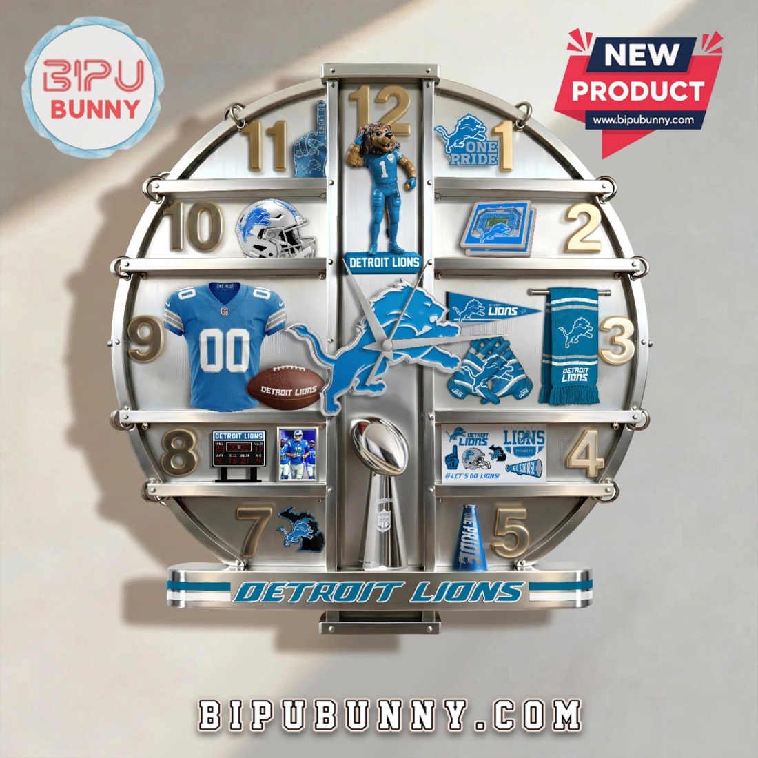 Detroit Lions 3D Visual Effect Decorative Wall Clock Detroit Lions 3D Visual Effect Decorative Wall Clock